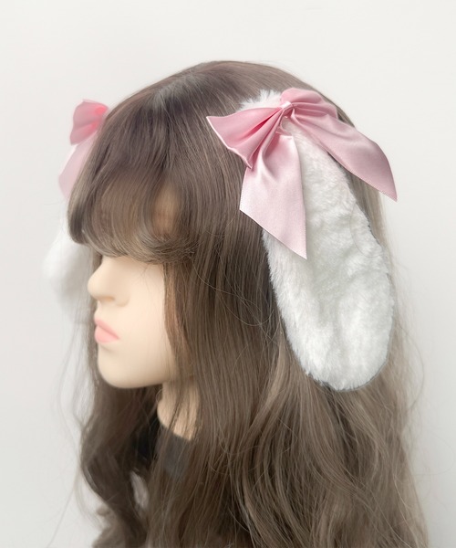 MAISON SELECT ヘアクリップ 9C41 たれ耳 うさぎ ファーリボン ヘア
