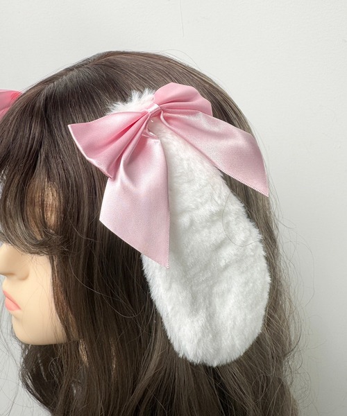 MAISON SELECT ヘアクリップ 9C41 たれ耳 うさぎ ファーリボン ヘア