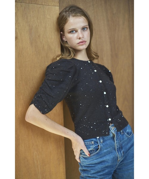 Estella.K カーディガン Mira Knit Cardigan スパンコールボリューム