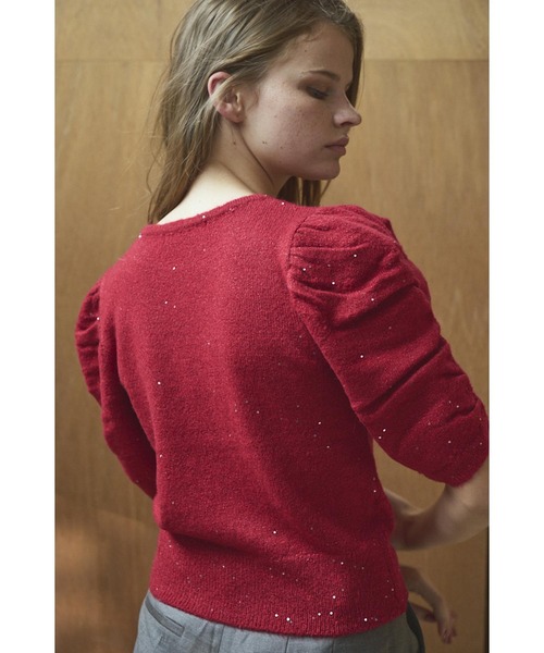 Estella.K カーディガン Mira Knit Cardigan スパンコールボリューム