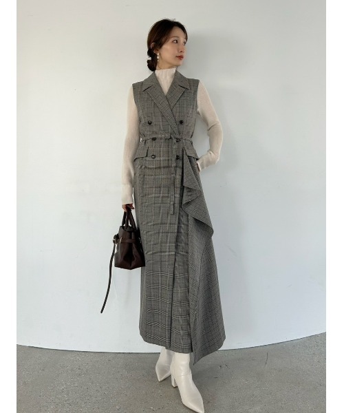 FRAY I.D ワンピース ダブルブレストアシメデザインワンピース