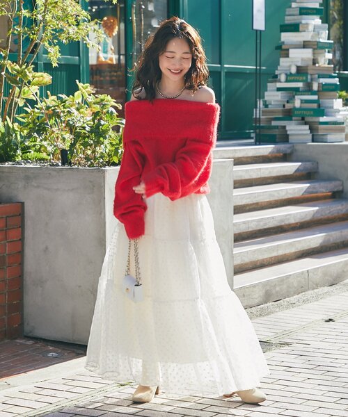 フロッキードットティアードスカート ラブティックボンボン ドット