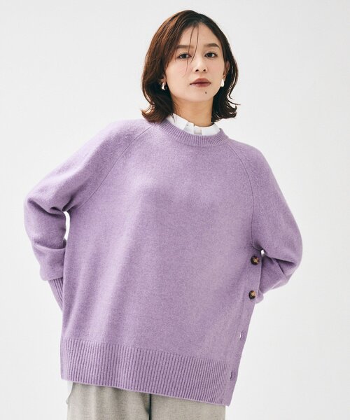 パープル クルーネックセーター Sサイズ UNTITLED（アンタイトル） ニット セーター 「重ね着もおすすめ/洗える