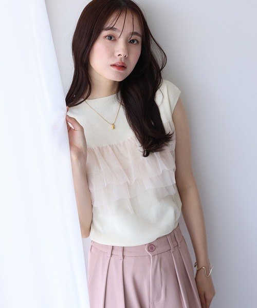 「BLUEEAST」 ノースリーブニット MEDIUM アイボリー レディース_画像2