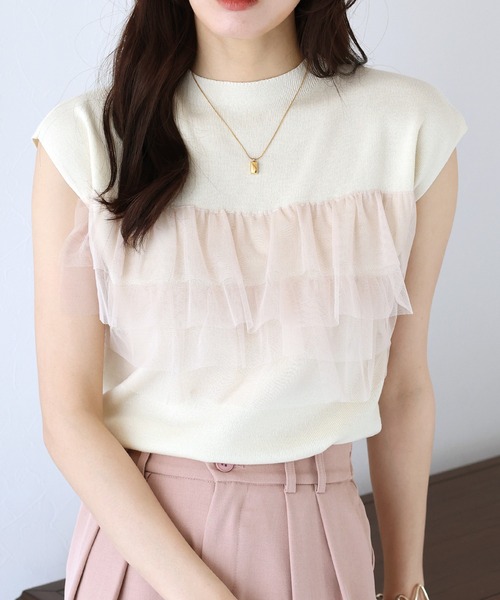 「BLUEEAST」 ノースリーブニット MEDIUM アイボリー レディース_画像4