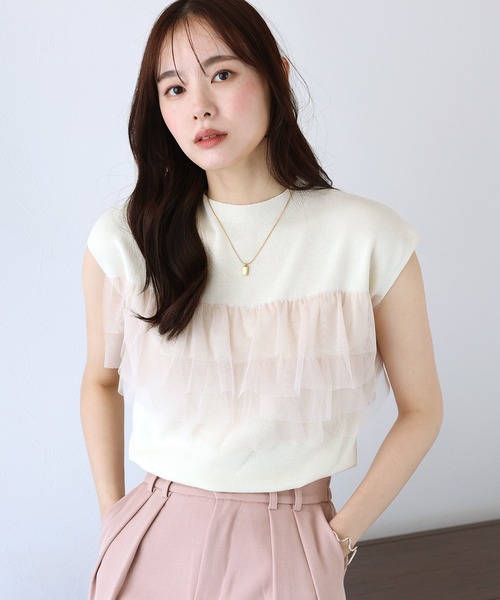 「BLUEEAST」 ノースリーブニット MEDIUM アイボリー レディース_画像5