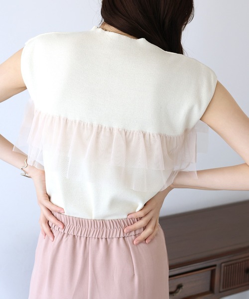 「BLUEEAST」 ノースリーブニット MEDIUM アイボリー レディース_画像7