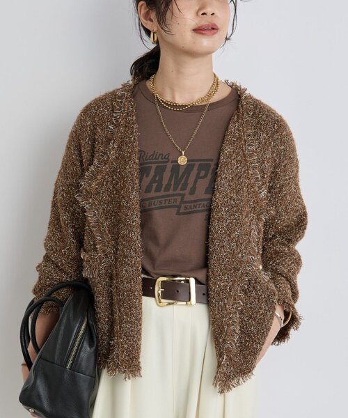 【専用】未使用★リヴドロワ★ツイードカーディガン RIVE DROITE（リヴドロワ） カーディガン FREE ブラウン レディース