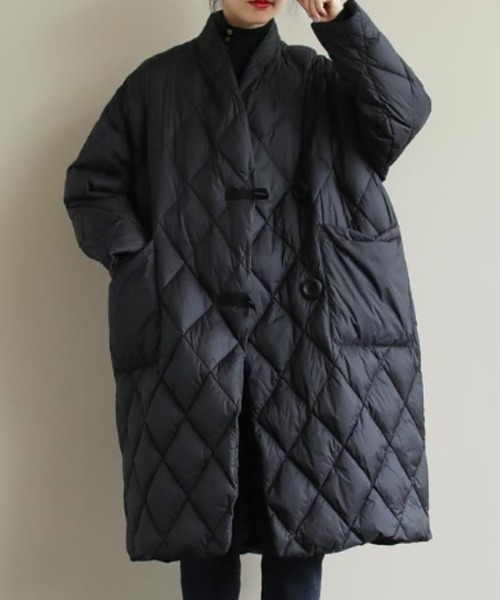 「Auntie Rosa」 ノーカラーコート X-LARGE ブラック レディース_画像7