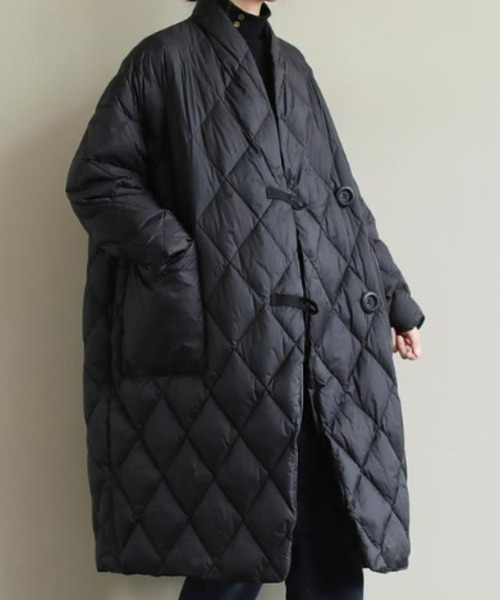 「Auntie Rosa」 ノーカラーコート X-LARGE ブラック レディース_画像8