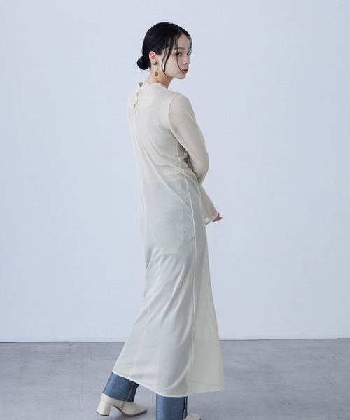 「Fashion Letter」 長袖ワンピース M グレイッシュベージュ レディース_画像5