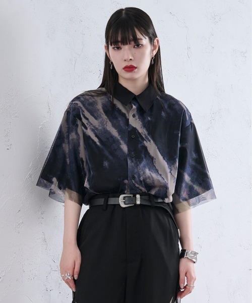 「Ellno Loset」 半袖シャツ MEDIUM ブルー系その他 メンズ_画像3