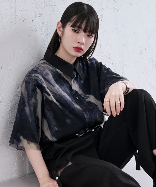 「Ellno Loset」 半袖シャツ MEDIUM ブルー系その他 メンズ_画像6