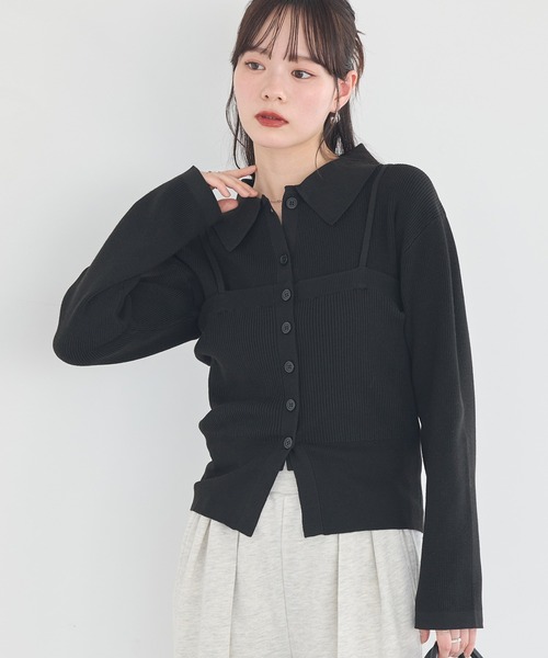 新品 襟ビジュー付きニットアンサンブル ビジュー使いニットアンサンブル | 京都通販ミセスのファッション館・本店