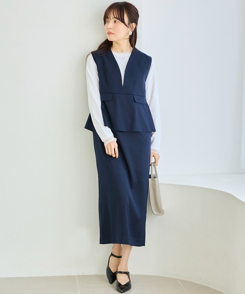 リブポンチナロースカート - きいサイズのレディース服