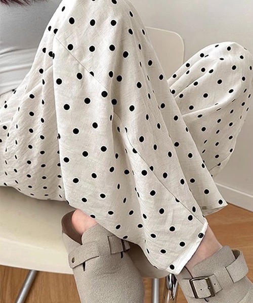 パンツ 「26年春新作」ドットワイドイージーパンツ レディース