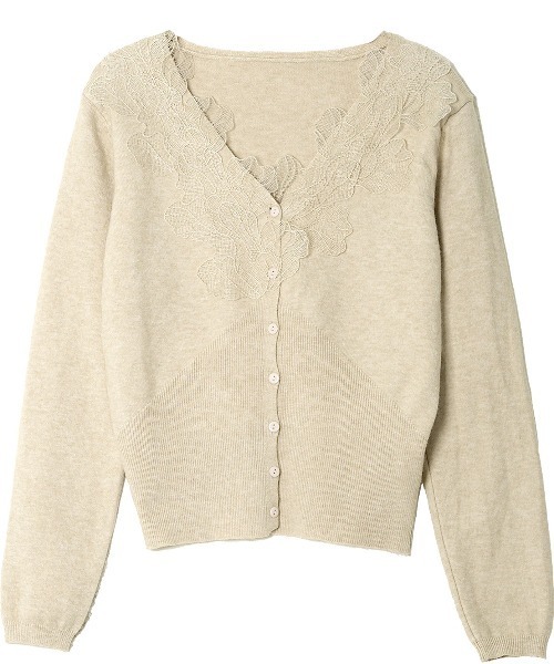 KOBE LETTUCE（神戸レタス） カーディガン 襟レースニットカーディガン