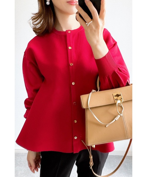 「&. NOSTALGIA」 ニットカーディガン M レッド レディース_画像9