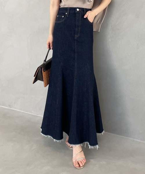 anuans（アニュアンス） デニムスカート MEDIUM ネイビー レディース
