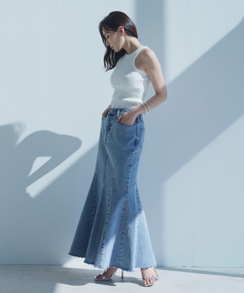 anuans（アニュアンス） デニムスカート MEDIUM ネイビー レディース