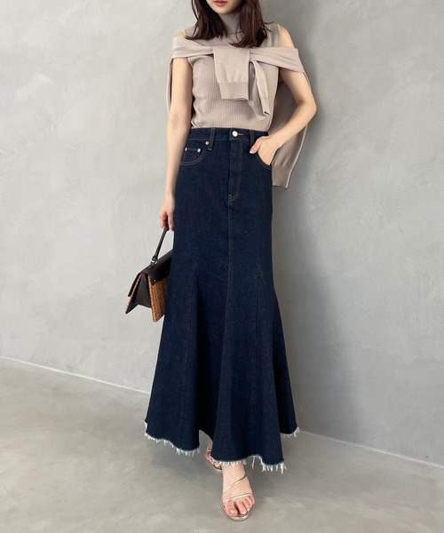 anuans（アニュアンス） デニムスカート MEDIUM ネイビー レディース