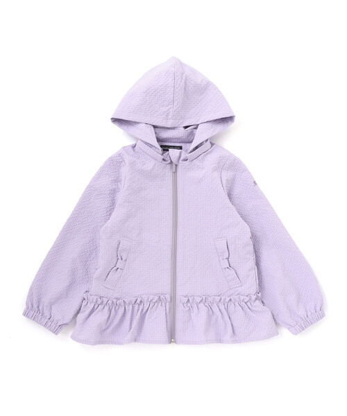 ブルゾン アウター 「撥水加工」サッカーチェックフード付きペプラムブルゾン(90~150cm) キッズ 子供服 女の子の画像