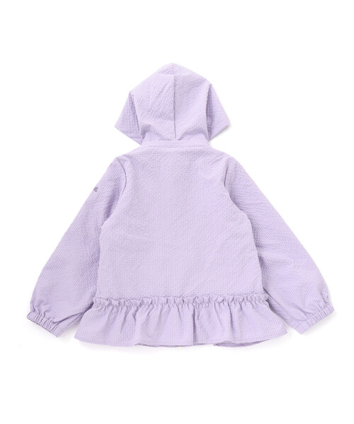 ブルゾン アウター 「撥水加工」サッカーチェックフード付きペプラムブルゾン(90~150cm) キッズ 子供服 女の子の画像
