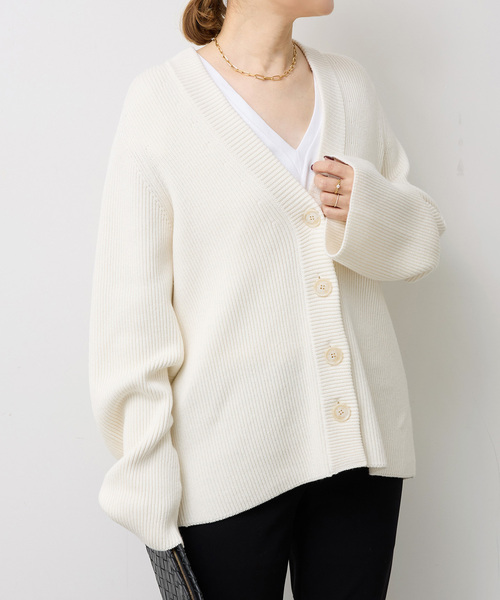 極美品 ドゥーズィエムクラス LIRY LINEN アゼカーディガン ホワイト Deuxieme Classe（ドゥーズィエムクラス） カーディガン LEWES アゼ