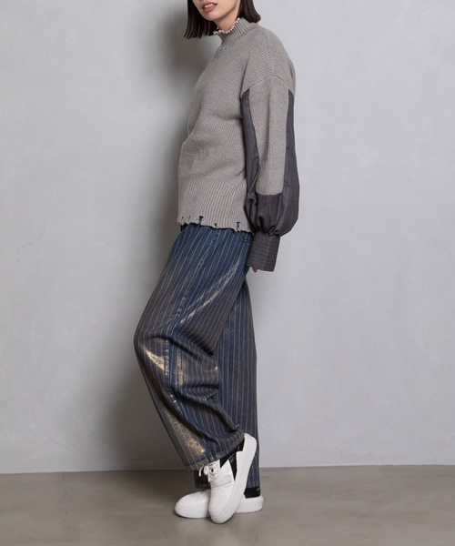 「MARECHAL TERRE」 デニムパンツ MEDIUM ブラック レディース_画像8