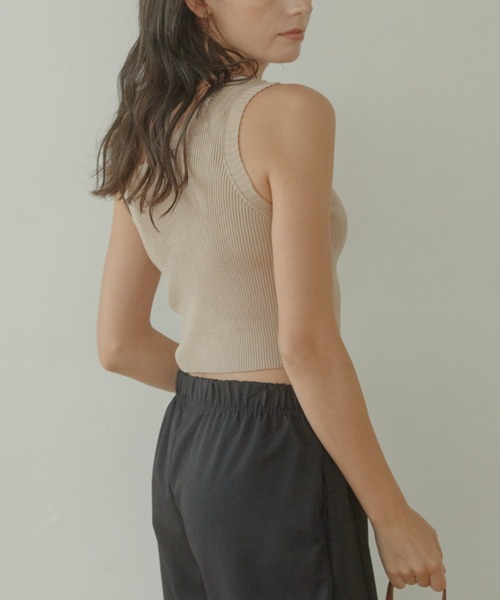 「ACYM」 ノースリーブニット FREE ブラック レディース_画像5