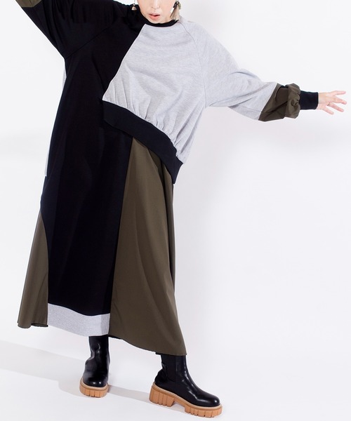 「OSMOSIS」 「loaf」長袖ワンピース ONE SIZE ライトグレー レディース_画像2