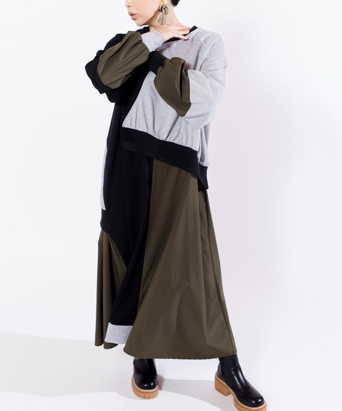「OSMOSIS」 「loaf」長袖ワンピース ONE SIZE ライトグレー レディース_画像6