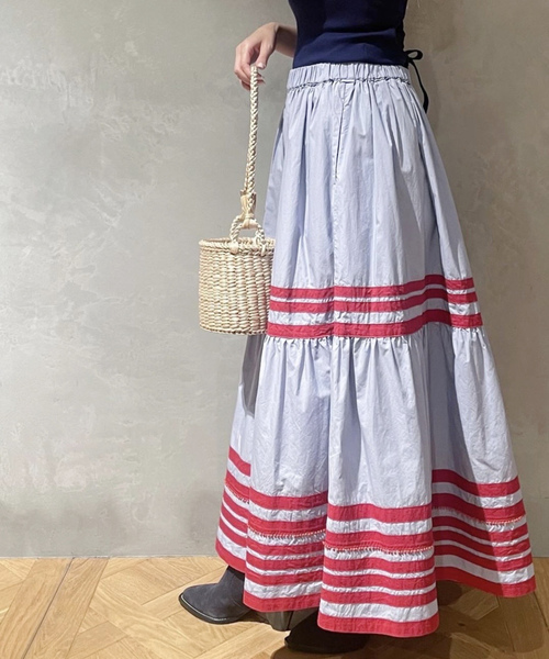 「IENA LA BOUCLE」 フレアスカート FREE サックスブルー レディース_画像4