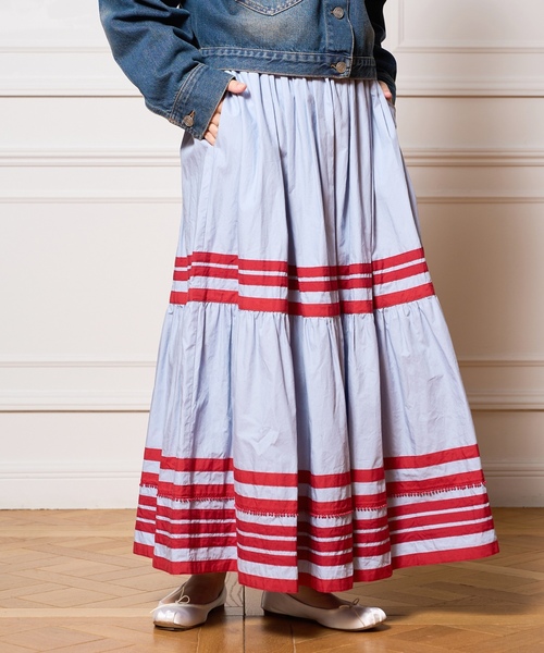 「IENA LA BOUCLE」 フレアスカート FREE サックスブルー レディース_画像5