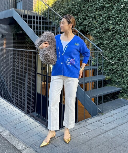 「Rie Miller」 ニットカーディガン 38 ライトグレー レディース_画像3