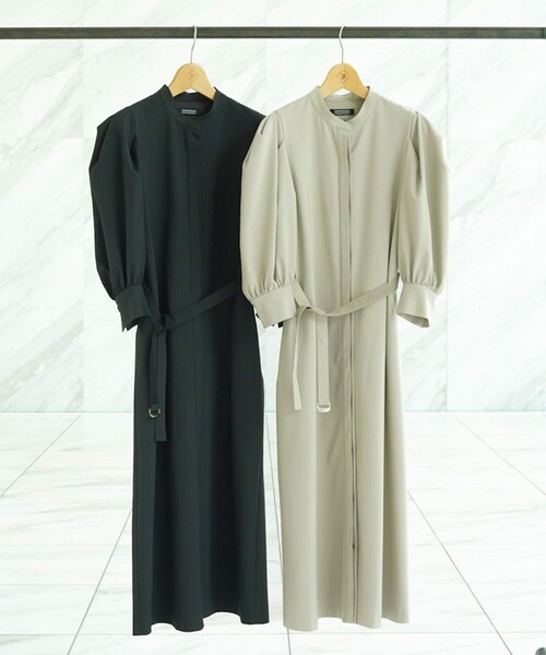 「DRESSTERIOR」 7分袖ワンピース 38 ベージュ レディースの画像