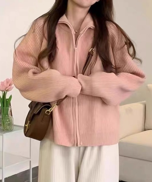 「SHEENA」 ニットカーディガン M ライトパープル レディース_画像5