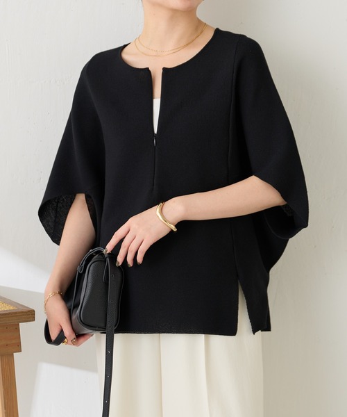 tシャツ 体型カバー/夏大活躍/スキッパーにもなる変形ドルマンシアーニット/WEB限定カラー展開 レディースの画像