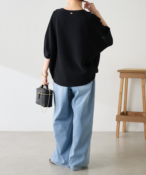tシャツ 体型カバー/夏大活躍/スキッパーにもなる変形ドルマンシアーニット/WEB限定カラー展開 レディースの画像