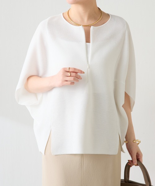 tシャツ 体型カバー/夏大活躍/スキッパーにもなる変形ドルマンシアーニット/WEB限定カラー展開 レディースの画像