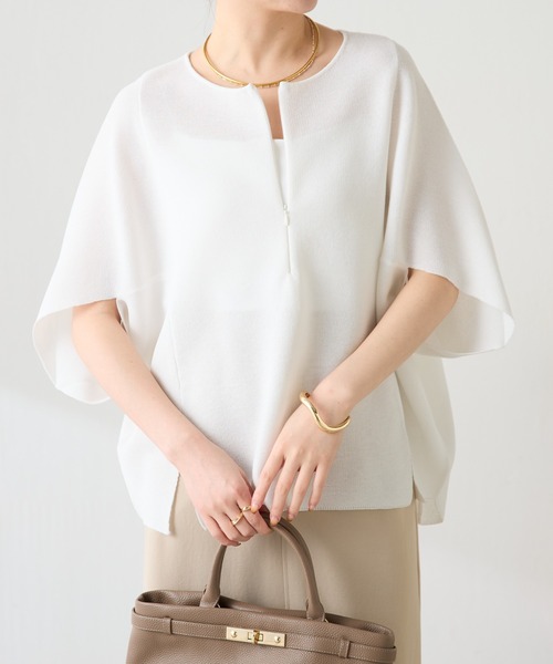 tシャツ 体型カバー/夏大活躍/スキッパーにもなる変形ドルマンシアーニット/WEB限定カラー展開 レディースの画像