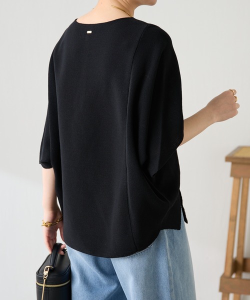 tシャツ 体型カバー/夏大活躍/スキッパーにもなる変形ドルマンシアーニット/WEB限定カラー展開 レディースの画像