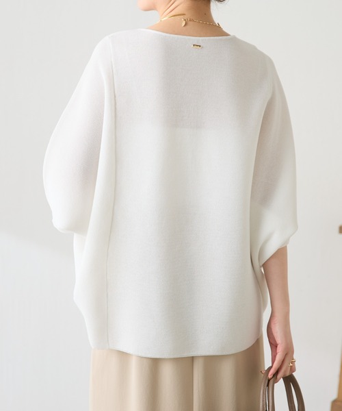 tシャツ 体型カバー/夏大活躍/スキッパーにもなる変形ドルマンシアーニット/WEB限定カラー展開 レディースの画像