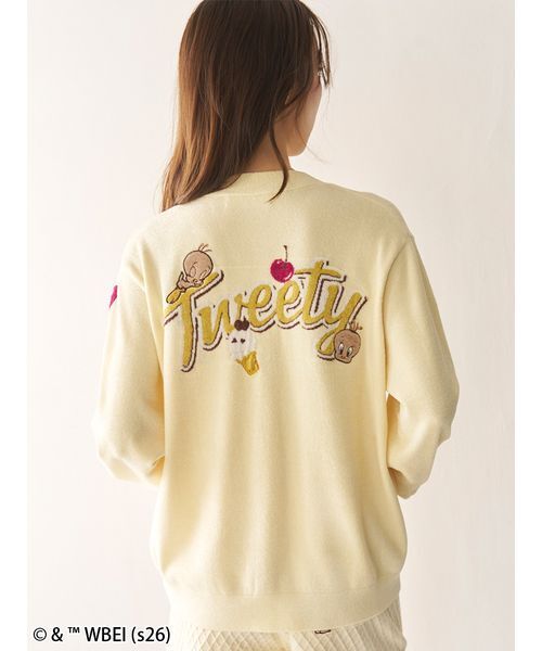 パジャマ ルームウェア 「Tweety」モチーフニットカーディガン レディースの画像