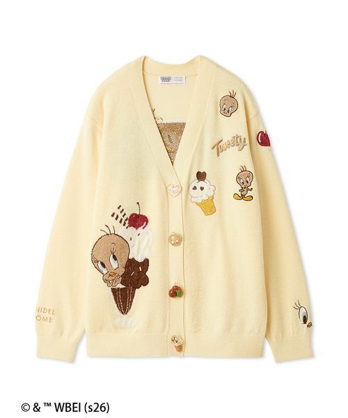 パジャマ ルームウェア 「Tweety」モチーフニットカーディガン レディースの画像