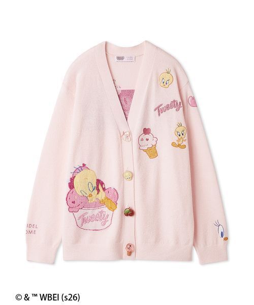 パジャマ ルームウェア 「Tweety」モチーフニットカーディガン レディースの画像