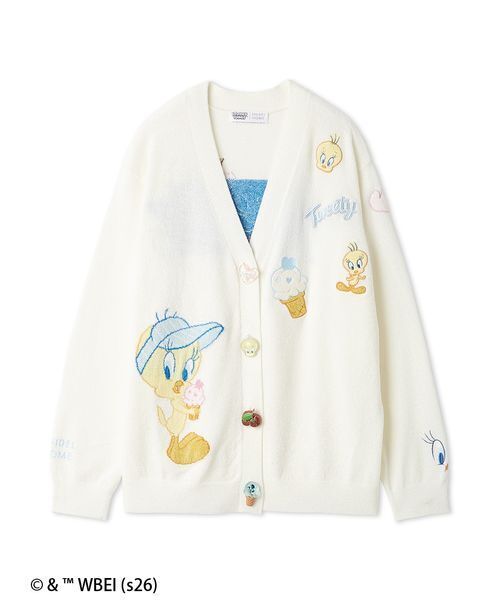 パジャマ ルームウェア 「Tweety」モチーフニットカーディガン レディースの画像