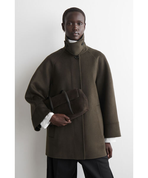 COS パワーショルダー ウール クロップド ジャケット COS（コス） ショルダーバッグ ONESIZE ブラウン系その他 レディース