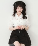ブラウス シャツ 夏 半袖 レースフリルハート...の詳細画像5