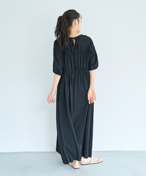 mil（ミル） ワンピース 夏 半袖 ダブル切替え シャーリング